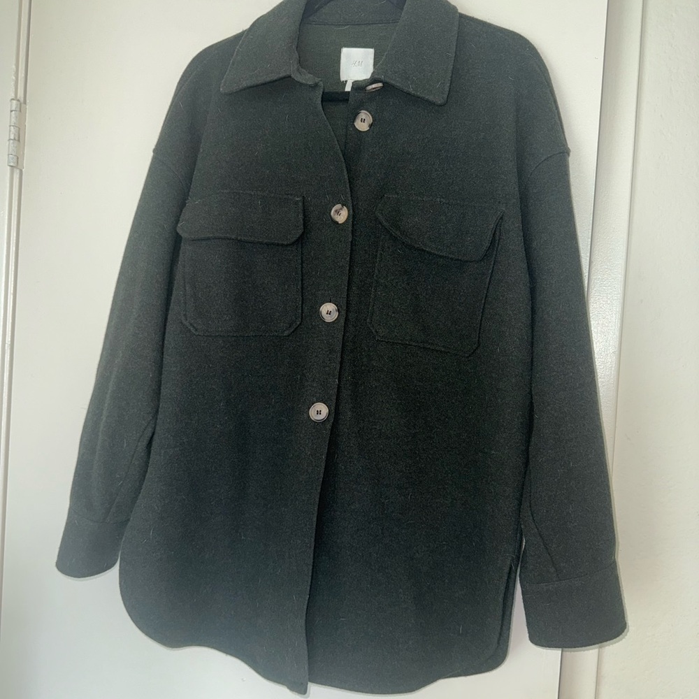 H&M Dark Utility Jacket with Button Closure